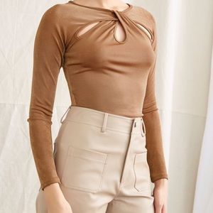 Brown Cut Out Form Fitting Top